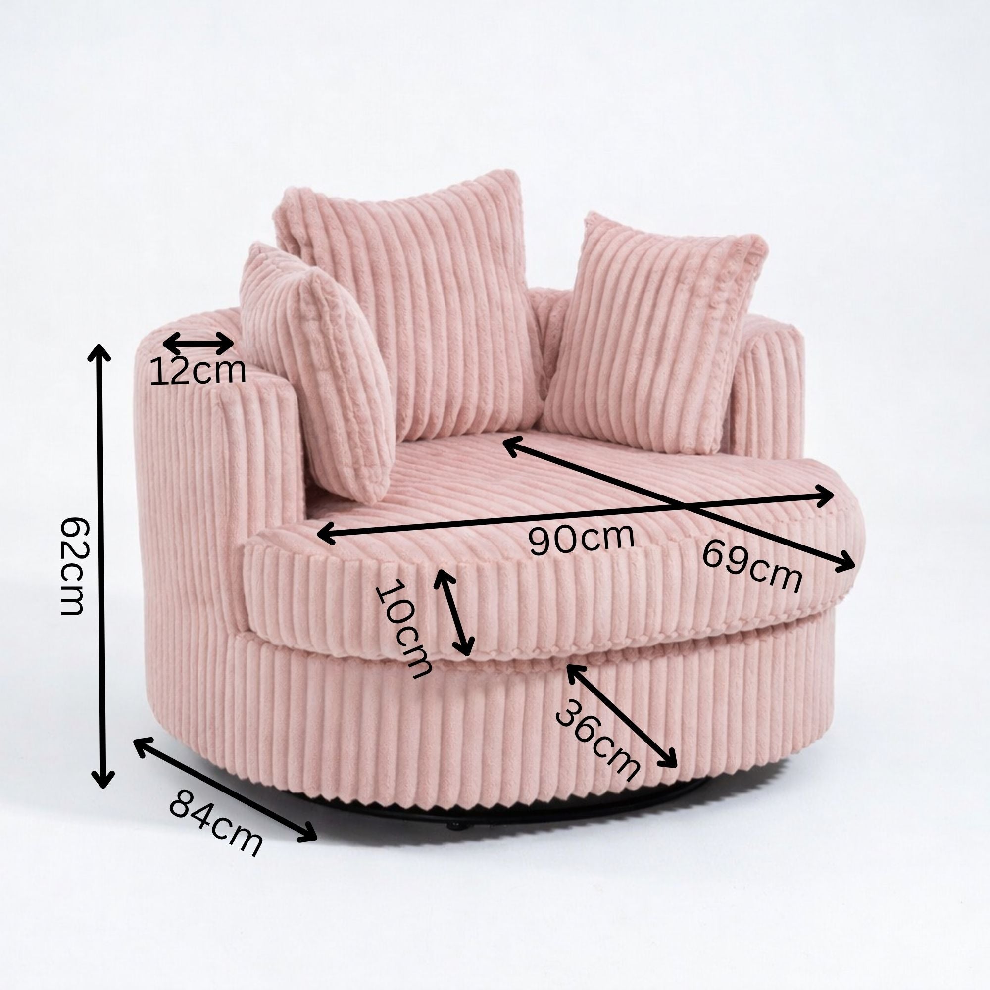 Swivel Accent Nursing Chair - Pink Ribbed