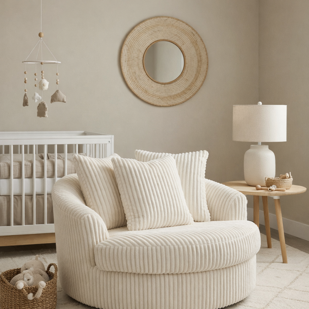 Swivel Accent Nursing Chair - Cream Ribbed