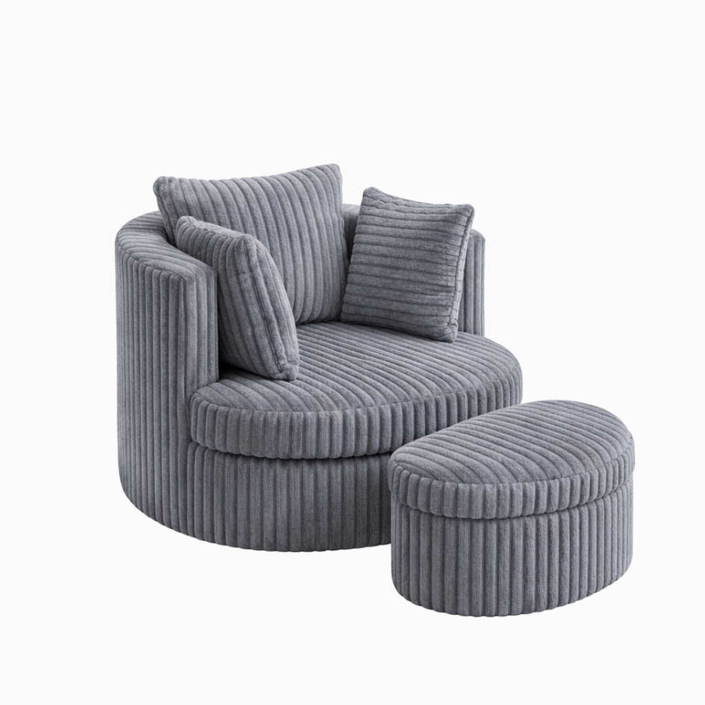 Swivel Accent Nursing Chair - Grey Ribbed