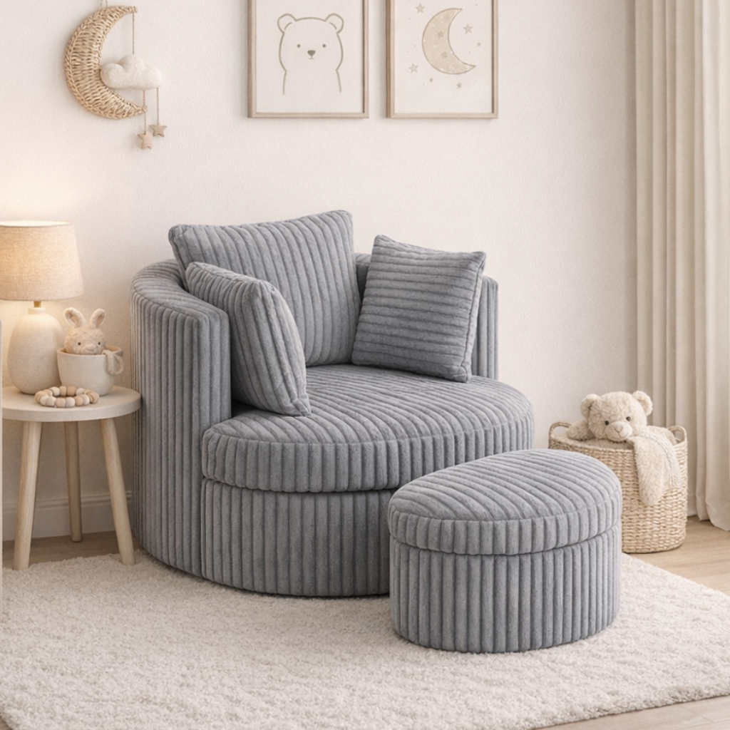 Swivel Accent Nursing Chair - Grey Ribbed
