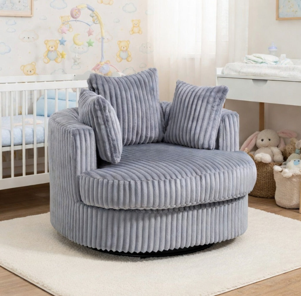 Swivel Accent Nursing Chair - Grey Ribbed