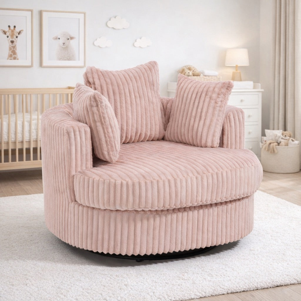 Swivel Accent Nursing Chair - Pink Ribbed