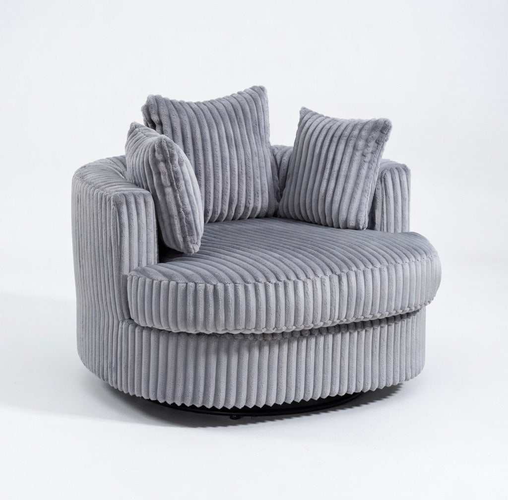 Swivel Accent Nursing Chair - Grey Ribbed