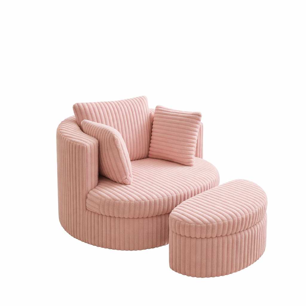 Swivel Accent Nursing Chair - Pink Ribbed