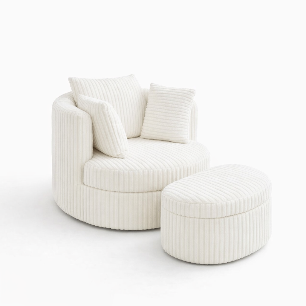 Swivel Accent Nursing Chair - Cream Ribbed