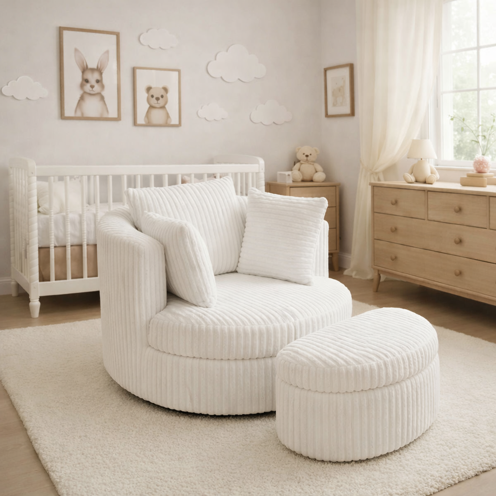 Swivel Accent Nursing Chair - Cream Ribbed