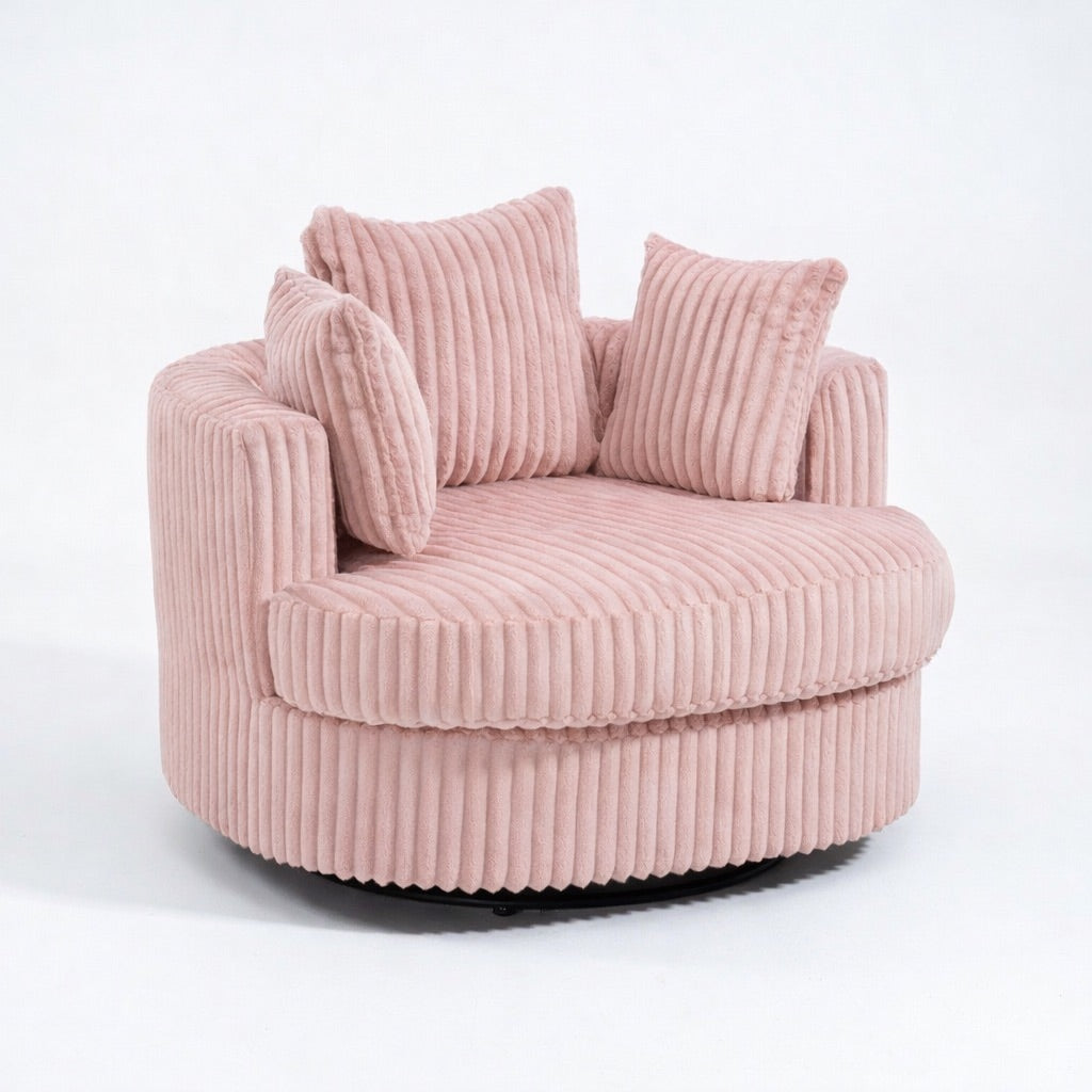 Swivel Accent Nursing Chair - Pink Ribbed