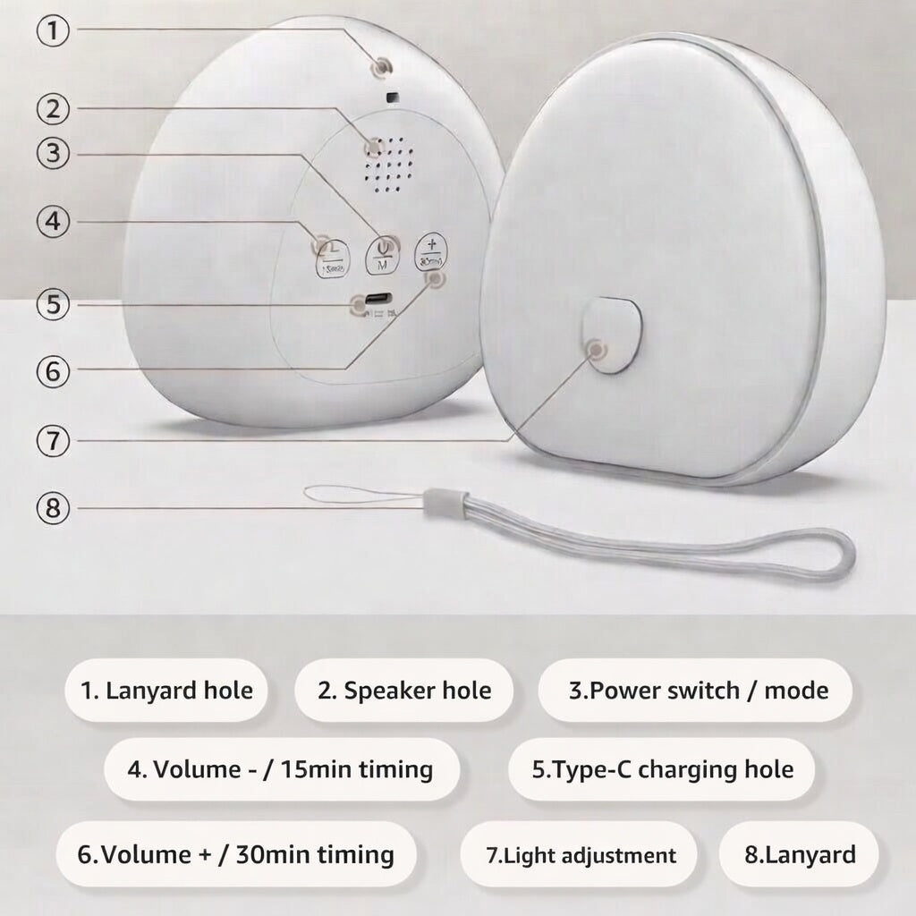 White Noise Sleep Machine with Soothing Sound and LED Changing Night Light
